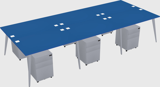 Shared rectangular office desk system