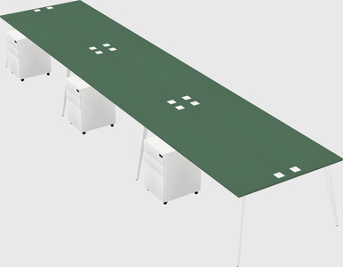 Shared rectangular office desk system