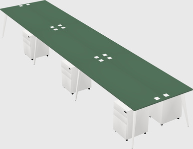 Shared rectangular office desk system