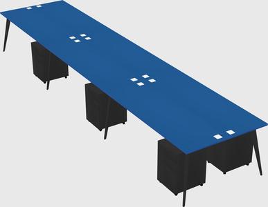 Shared rectangular office desk system