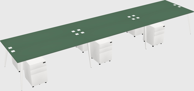 Shared rectangular office desk system