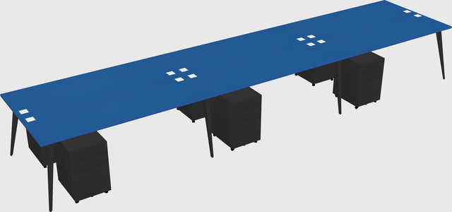 Shared rectangular office desk system