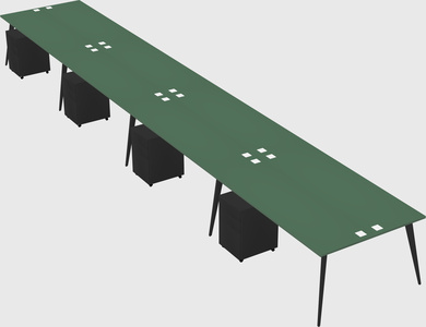 Shared rectangular office desk system