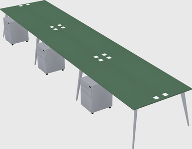 Shared rectangular office desk system