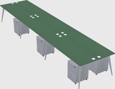 Shared rectangular office desk system