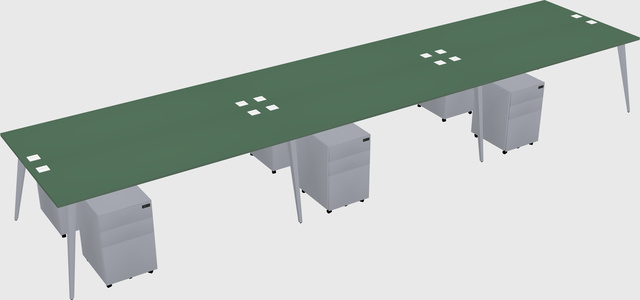 Shared rectangular office desk system