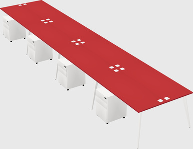 Shared rectangular office desk system