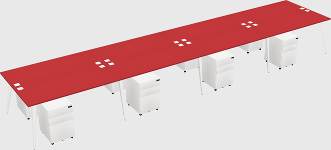 Shared rectangular office desk system