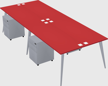 Shared rectangular office desk system