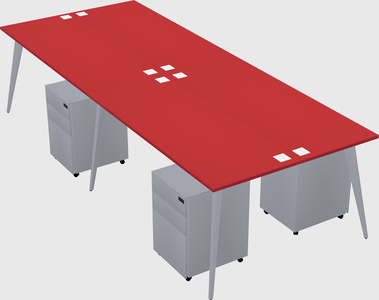 Shared rectangular office desk system