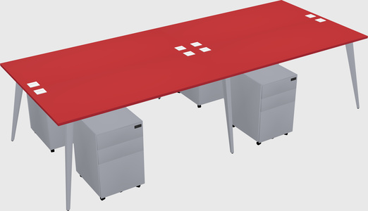 Shared rectangular office desk system