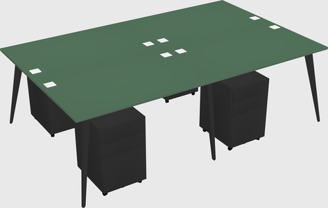 Shared rectangular office desk system