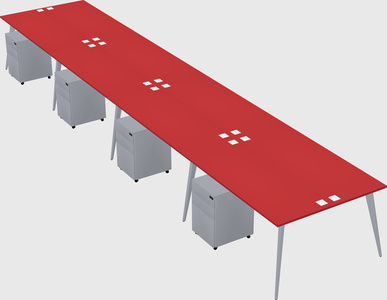 Shared rectangular office desk system