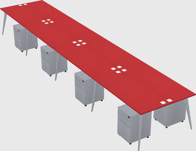 Shared rectangular office desk system