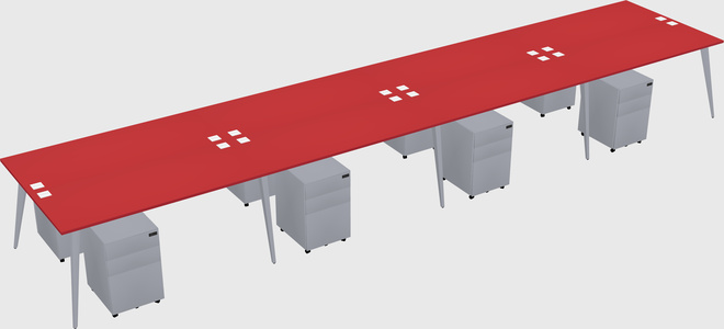 Shared rectangular office desk system