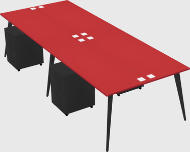 Shared rectangular office desk system