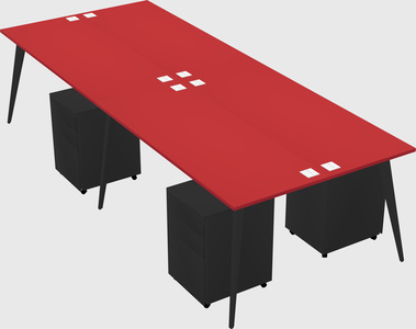 Shared rectangular office desk system