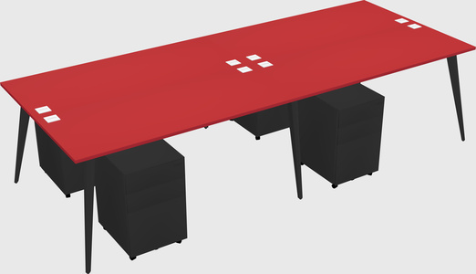 Shared rectangular office desk system