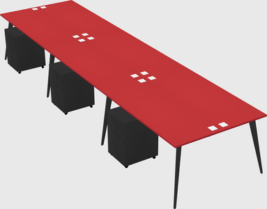 Shared rectangular office desk system