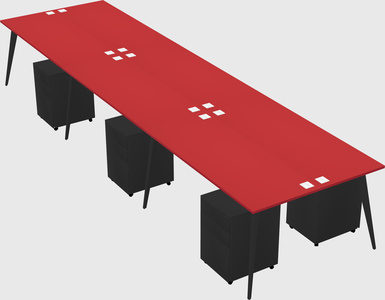 Shared rectangular office desk system