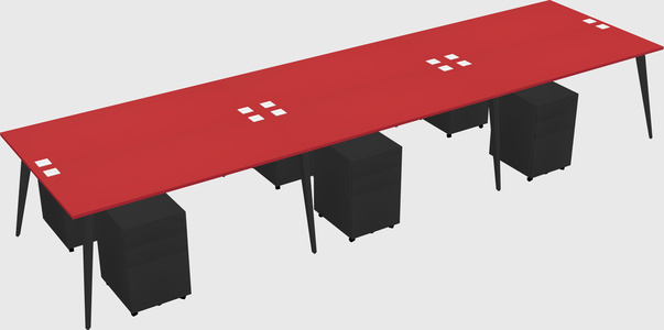 Shared rectangular office desk system