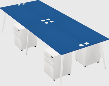 Shared rectangular office desk system