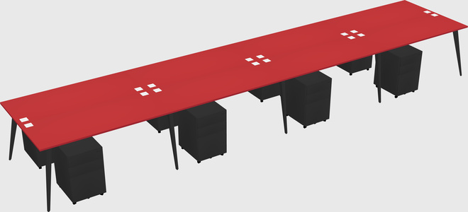Shared rectangular office desk system