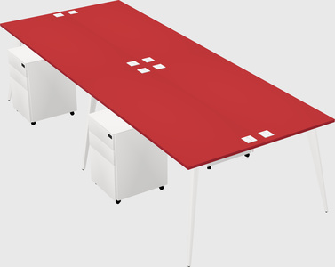 Shared rectangular office desk system