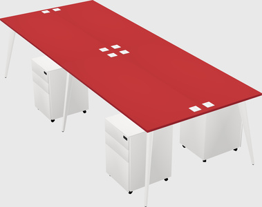 Shared rectangular office desk system