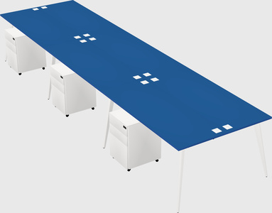 Shared rectangular office desk system