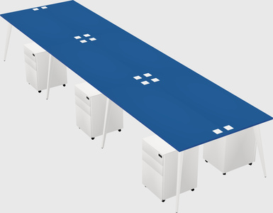 Shared rectangular office desk system