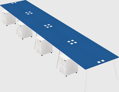 Shared rectangular office desk system