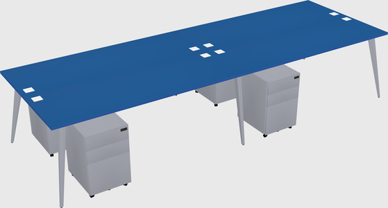 Shared rectangular office desk system