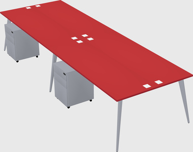 Shared rectangular office desk system