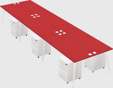 Shared rectangular office desk system