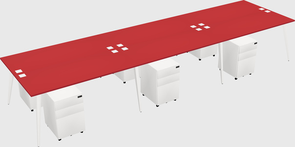 Shared rectangular office desk system