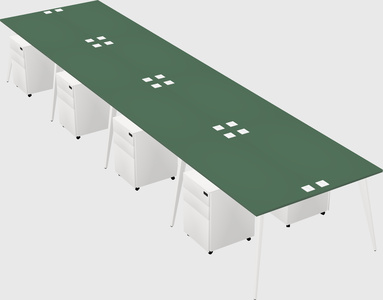 Shared rectangular office desk system