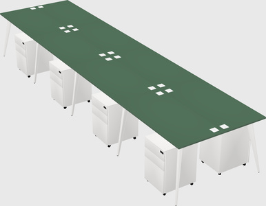 Shared rectangular office desk system