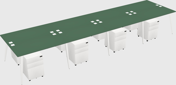Shared rectangular office desk system