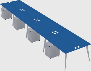 Shared rectangular office desk system