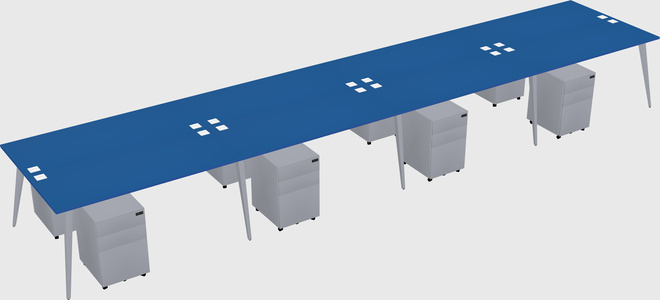 Shared rectangular office desk system