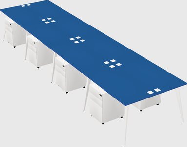 Shared rectangular office desk system