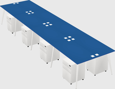 Shared rectangular office desk system