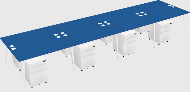 Shared rectangular office desk system