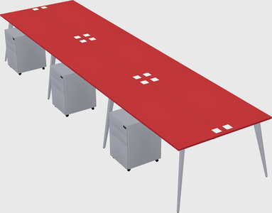 Shared rectangular office desk system