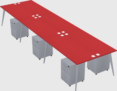 Shared rectangular office desk system