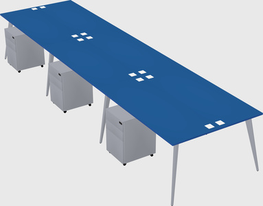Shared rectangular office desk system