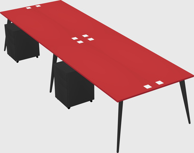 Shared rectangular office desk system