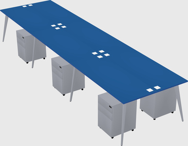 Shared rectangular office desk system