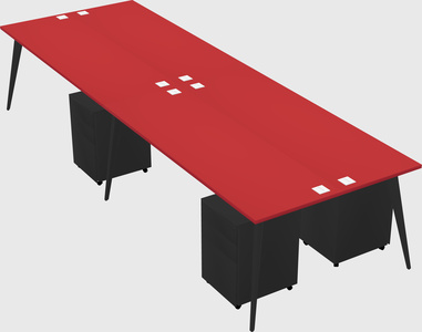 Shared rectangular office desk system